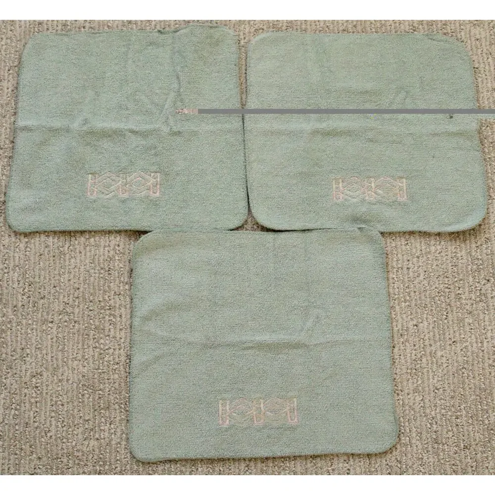 Fieldcrest Mills Towel Set of 8 Teal Blue Embroidered Bath Hand Fingertip USA